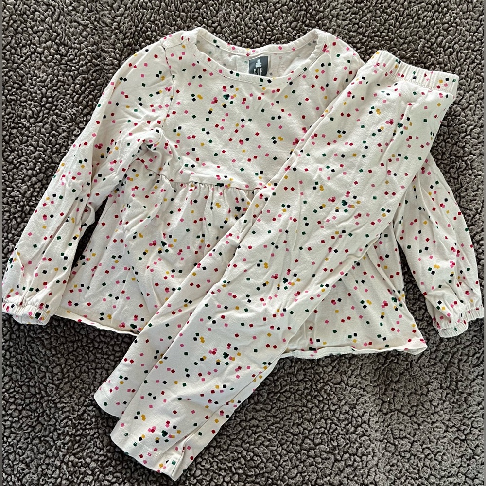 Gap Confetti Long Sleeve Leggings Set. Organic Cotton. 5 years. EUC.